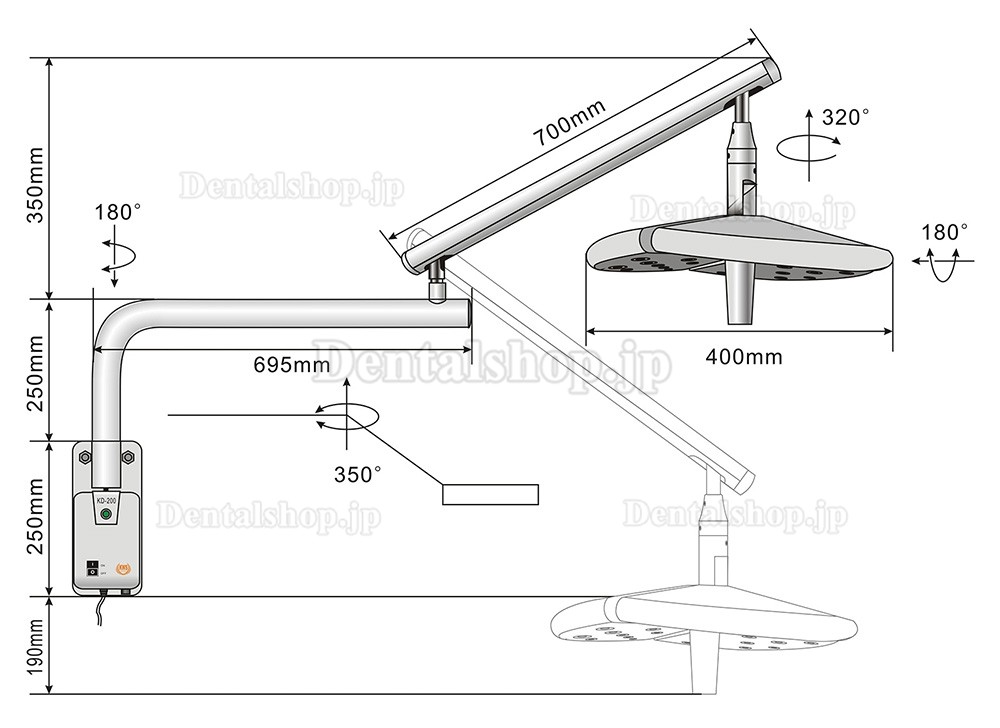 KWS KD-2036B-4 80W LED歯科手術用ライト 壁掛け式手術灯 CE認証取得済み